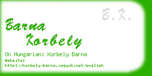 barna korbely business card